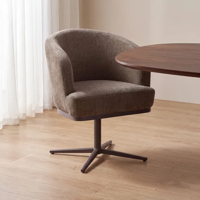 LABEL51 Cannes Eetkamerstoel - Bruin - Stof - Brons Metaal - Stoel - Eetkamerfauteuil