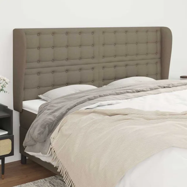 vidaXL Hoofdbord met randen 163x23x118/128 cm stof taupe
