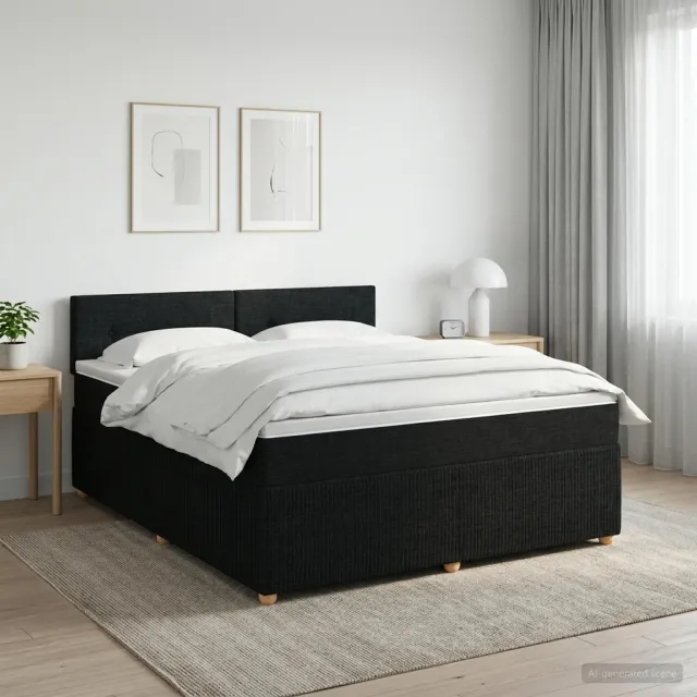 vidaXL Boxspringbed met matras met hoofdeinde Zwart 160 x 200 cm Stof