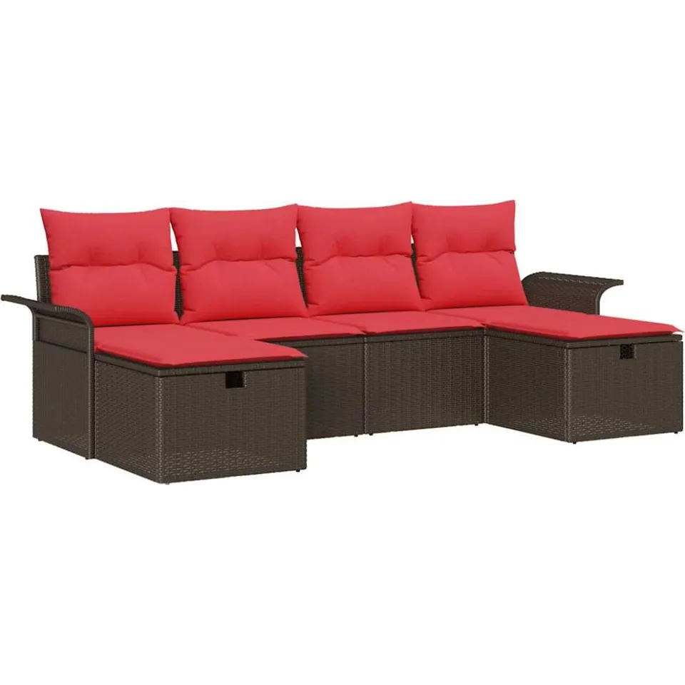 vidaXL Tuin Sofa Set 6 st Poly riet beige