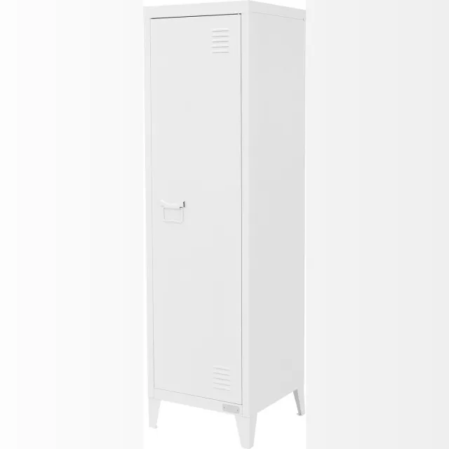 ml-design archiefkast hoog, 38x38x137,5 cm, wit, staal, vrijstaande kantoorkast met 4 poten, metalen locker enkele deur, 3 binnenvakken, opbergkast stalen kast metalen kast opbergkast