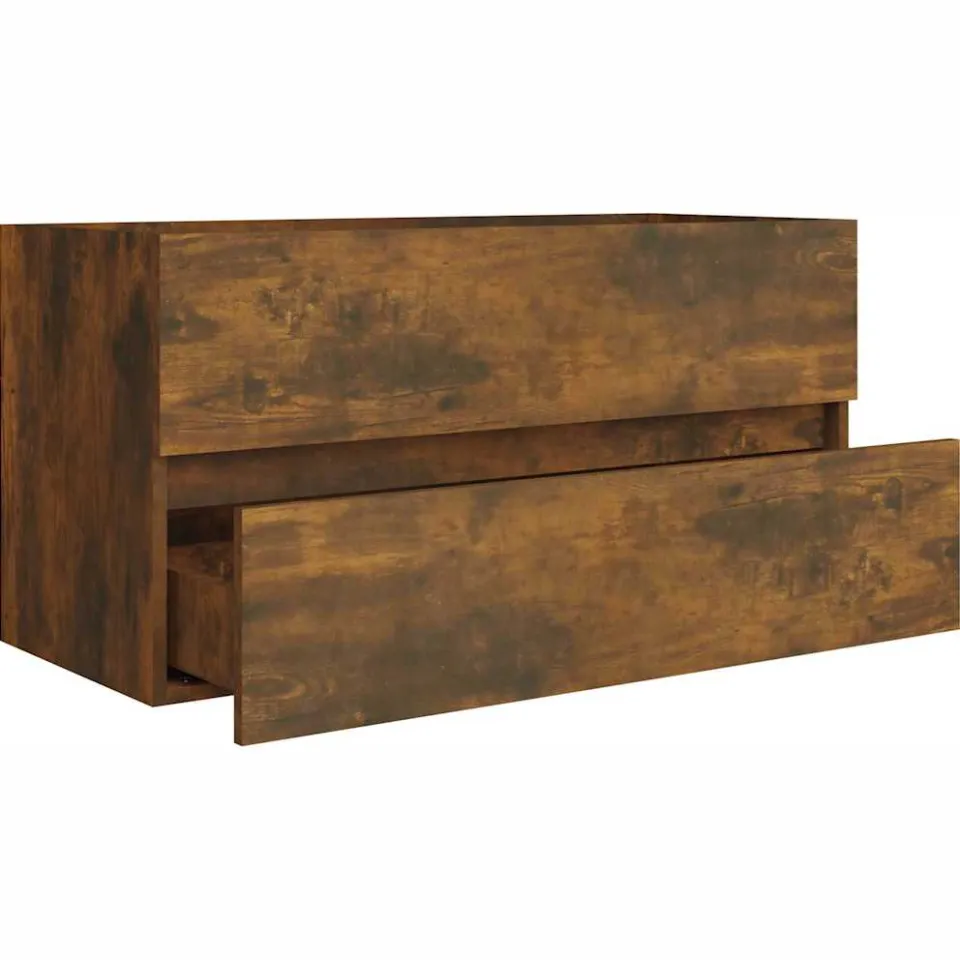 vidaXL Wastafelkast 90x38,5x45 cm bewerkt hout gerookt eikenkleurig, foto 4