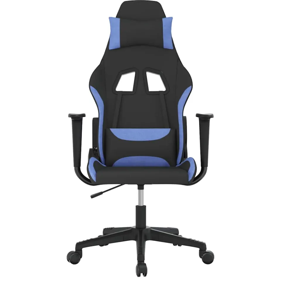 vidaXL Massage gamestoel stof zwart en blauw, foto 3