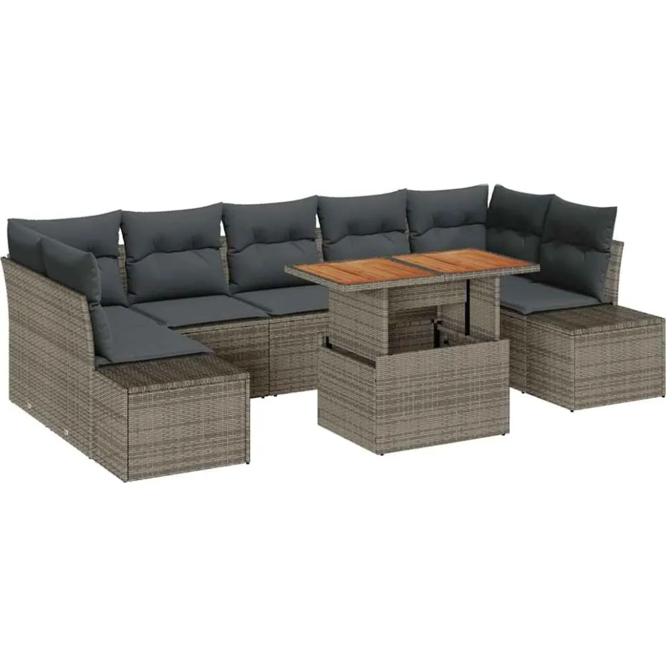 vidaXL Tuin Sofa Set 8 st Grijs Poly riet