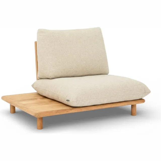 Apple Bee Sling Loungestoel Rechts – Teak – 108 cm Hoge Rug – BEE WETT® Grijs