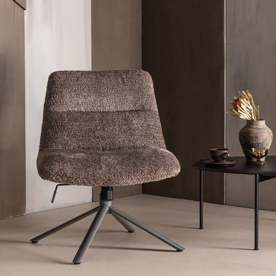 WOOOD Soren Draaifauteuil Verstelbaar - Wollig - Grijs - 82x73x62, foto 3