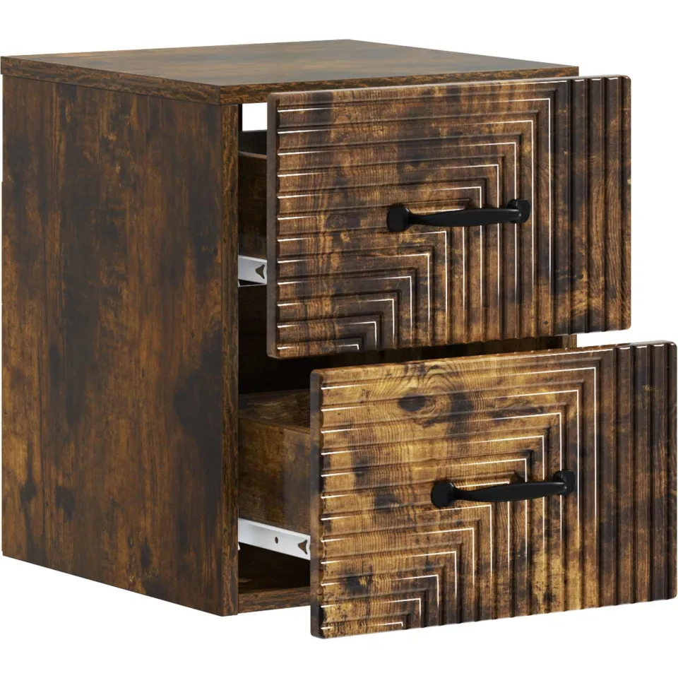 vidaXL Wandbeugel Bedkast Gerookt eiken 34,5 x 33 x 40 cm Bewerkt hout, foto 3
