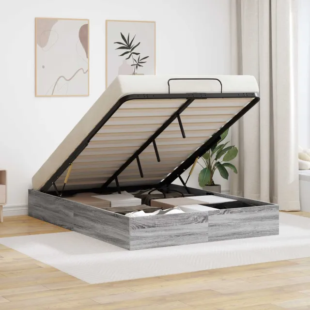 vidaXL Ottoman Bedframe Grijs Sonoma 120 x 200 cm Geconstrueerd hout