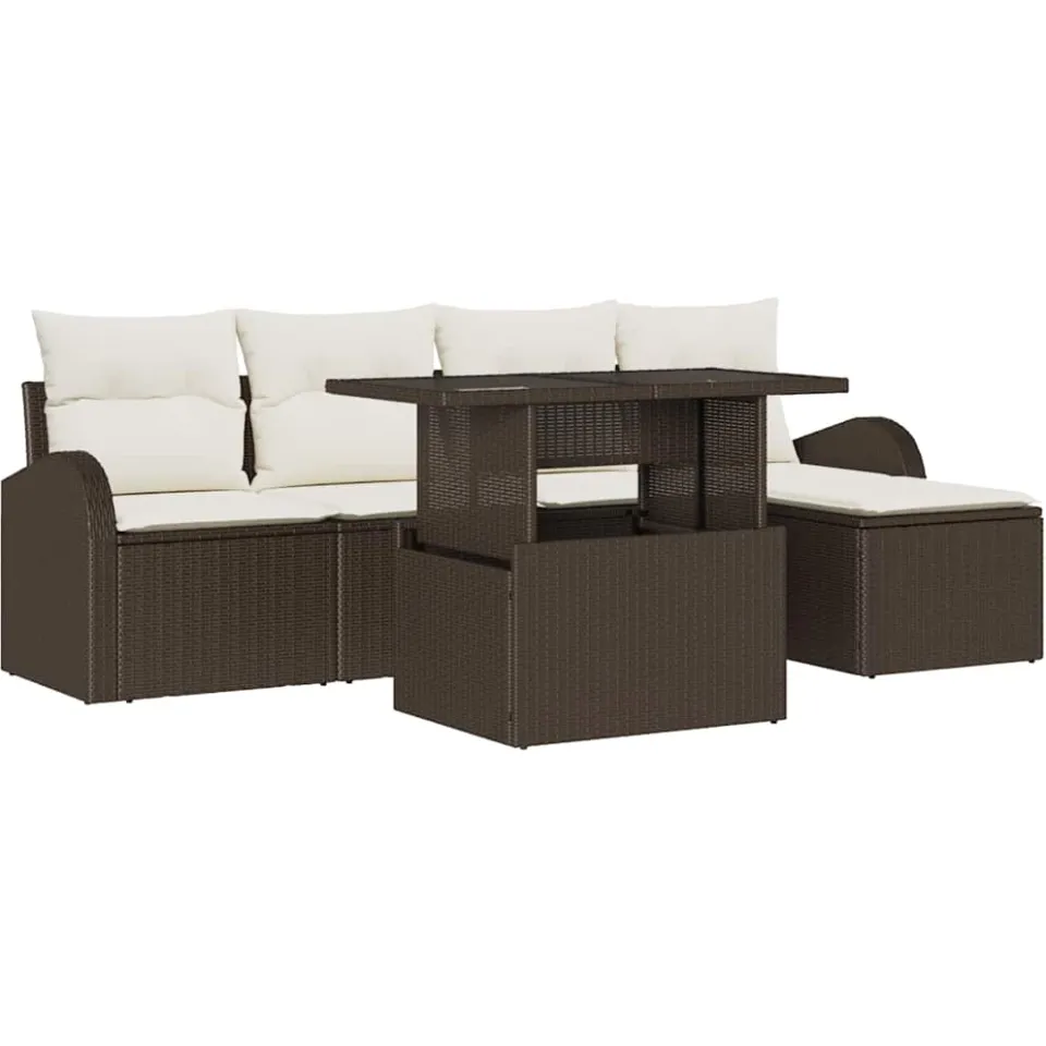 vidaXL Tuin Sofa Set 6 st Bruin poly rattan