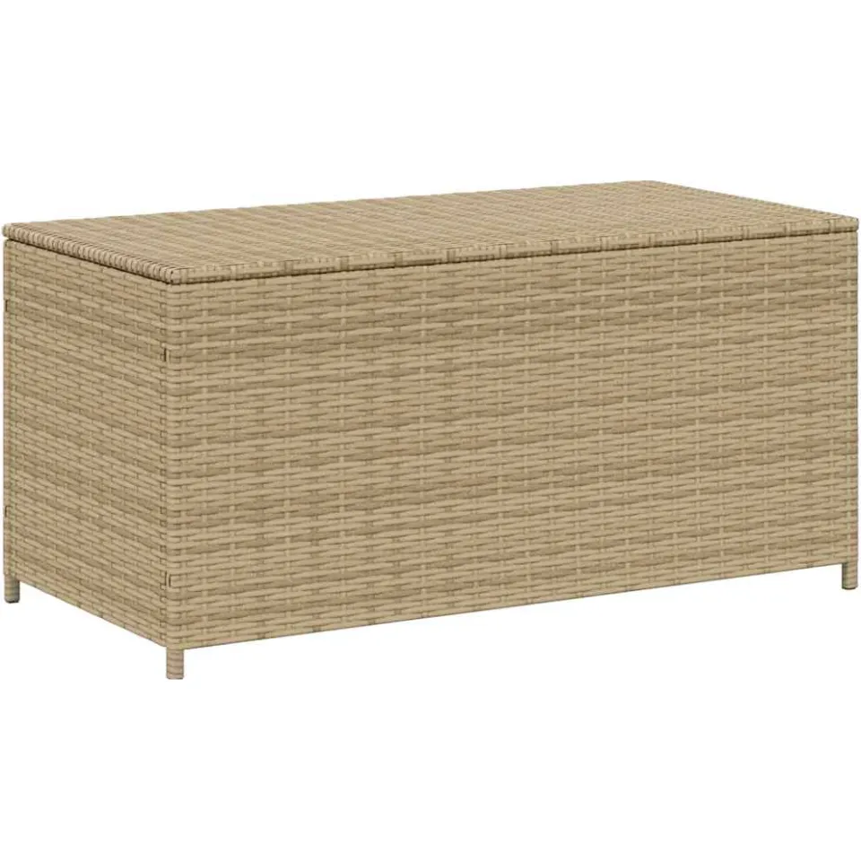 vidaXL Tuinbox met wielen 190 L poly rattan gemengd beige, foto 3
