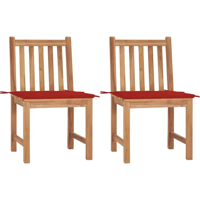 vidaXL Tuinstoelen 2 st met kussens massief teakhout Rood