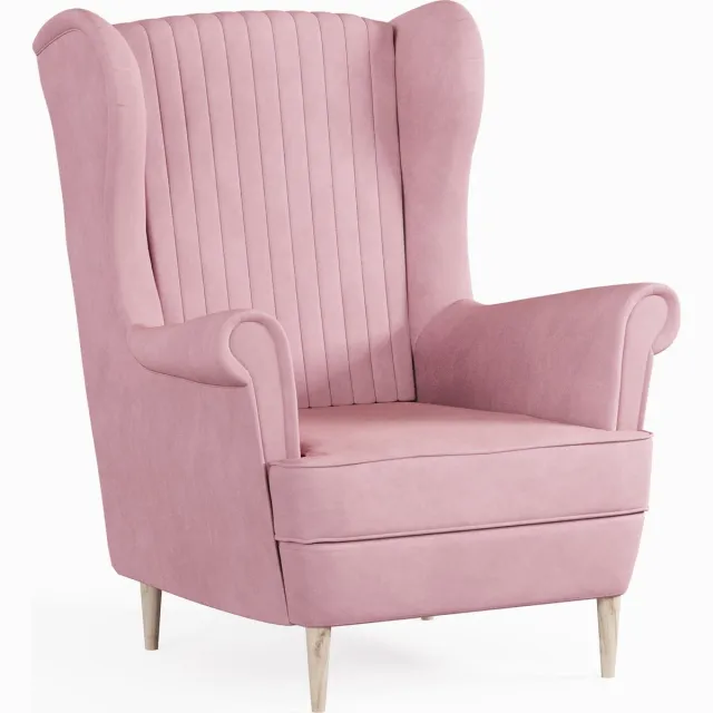 AJE Meubles B.V. Ohrensessel, fauteuil van fluweel, stoel, zitmeubel, gestoffeerde fauteuil, relaxfauteuil - Fauteuil Comfy - Roze (Manila 09)