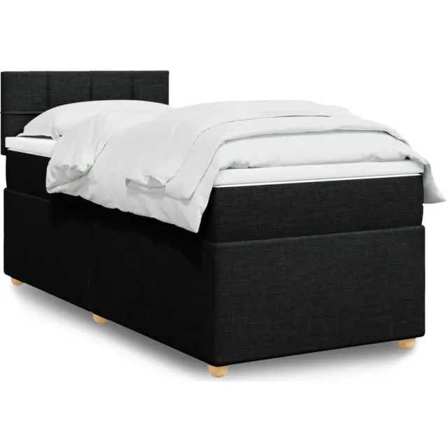 vidaXL Boxspring met matras stof zwart 90x190 cm