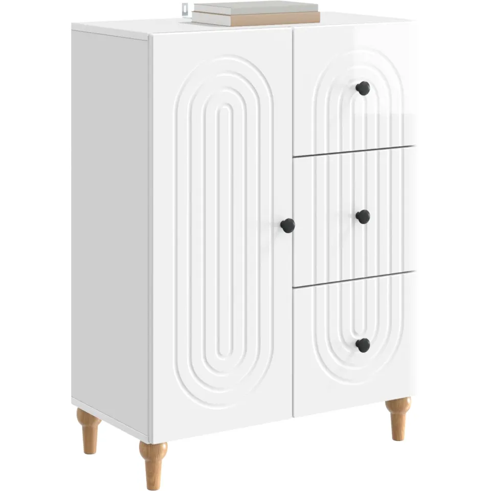 vidaXL Dressoir met lade Hoogglans Wit 66 x 34,5 x 90 cm Bewerkt hout