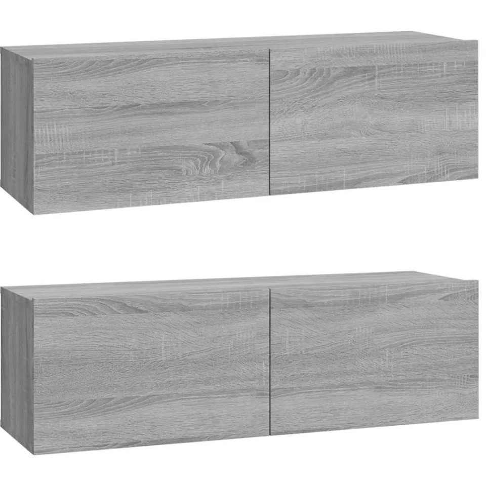 vidaXL Tv-wandmeubels 2 st 100x30x30 cm hout grijs sonoma eikenkleurig
