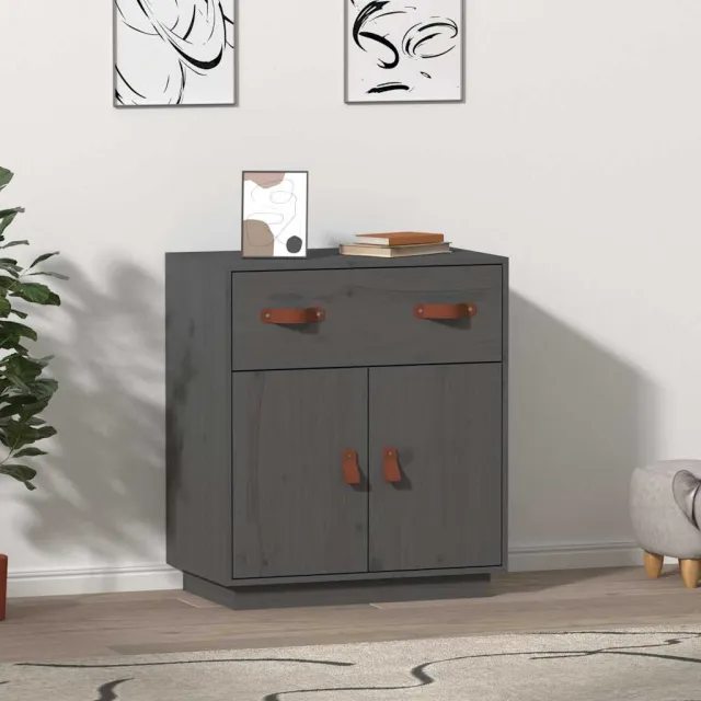 vidaXL Dressoir 65,5x40x75 cm massief grenenhout grijs, foto 2