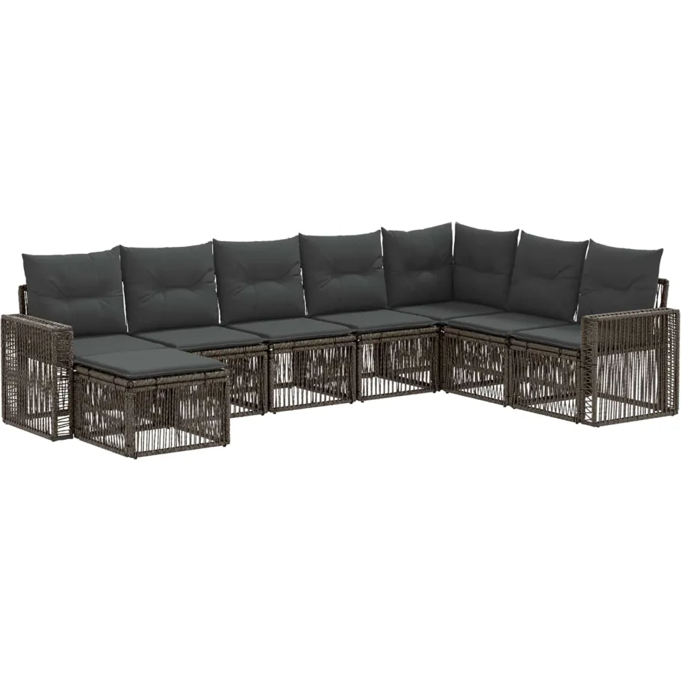 vidaXL Tuinbankenset 8 st 8-zits Grijs en Donkergrijs poly rattan, foto 3