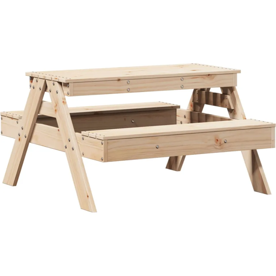 vidaXL Picknicktafel voor kinderen 88x97x52 cm massief grenenhout bruin, foto 4