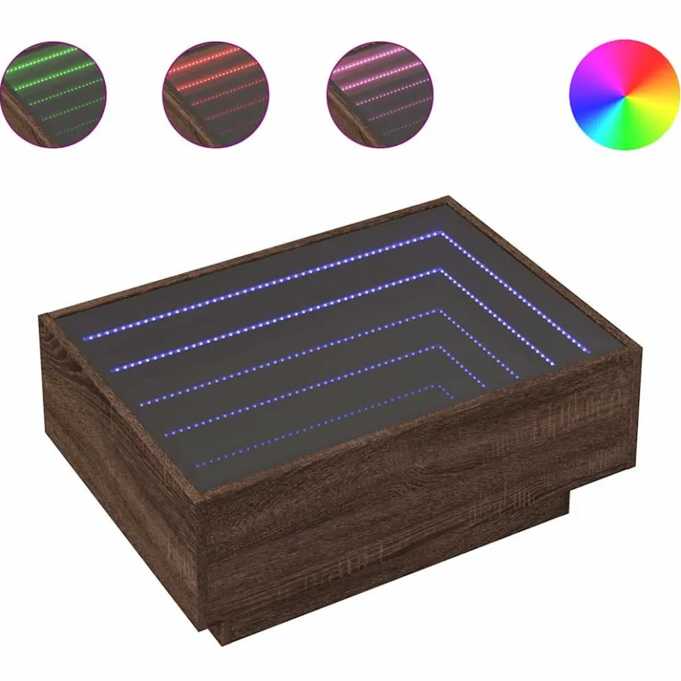 vidaXL Salontafel met LED 70x50x30 cm bewerkt hout bruin eikenkleurig