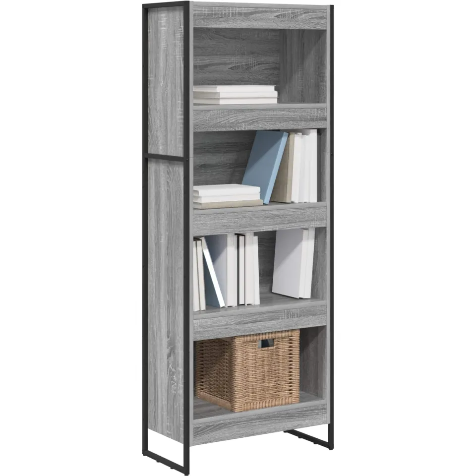 vidaXL Boekenkast 60 x 30 x 155 cm Bewerkt hout Grijs Sonoma, foto 3