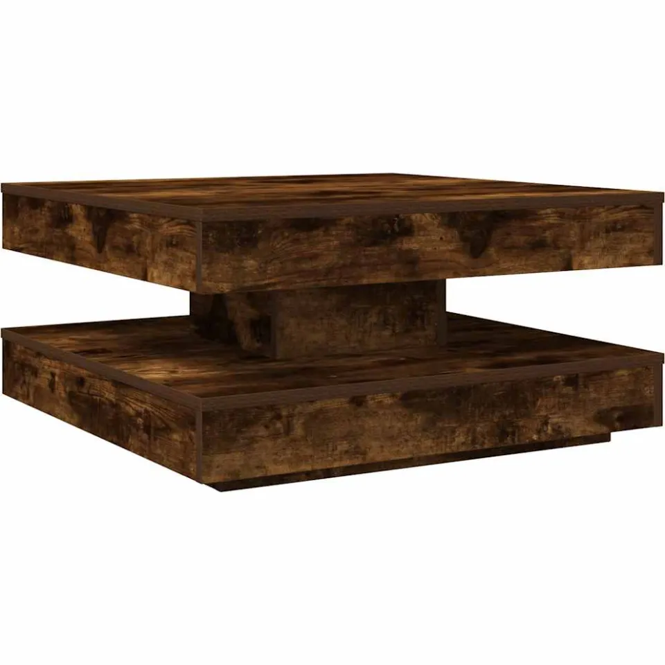 vidaXL Salontafel 360 graden draaibaar 70x70x34,5 cm gerookt eiken, foto 3