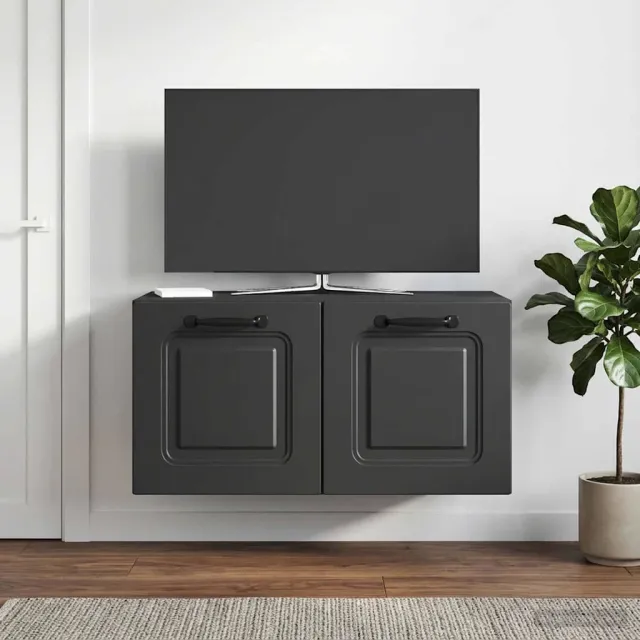 vidaXL Wandbeugel TV-kast Zwart 59,5 x 31 x 30 cm Bewerkt hout