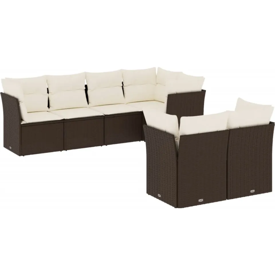vidaXL 7-delige Loungeset met kussens poly rattan bruin, foto 3