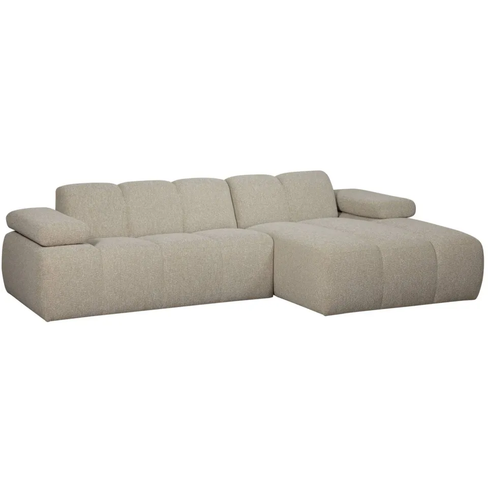WOOOD Mojo Chaise Longue Bank Rechts - Bouclé - Beige Melange