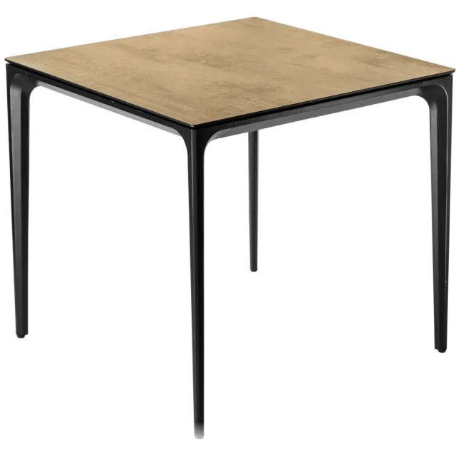 Vega Buitentafel Linero vierkant; 80x80x72 cm (LxBxH); Tafelblad eiken/naturel, frame zwart; vierkant