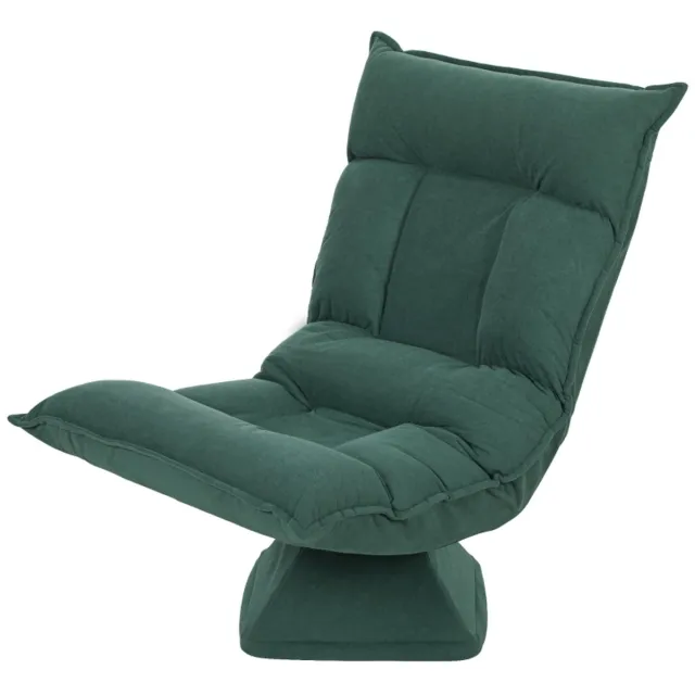 Ropilly 360° draaibare vloerstoel - Opvouwbare lazy sofa groen - Verstelbare rugleuning - Stof - Voor woonkamer & slaapkamer - 70x62x95 cm