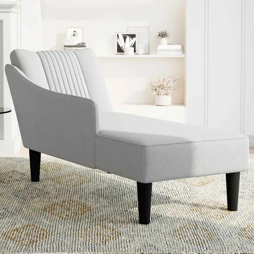 vidaXL Chaise longue met rechterarmleuning stof wolk grijs, foto 3