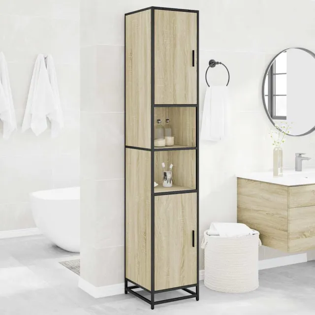 vidaXL Badkamerkast 35x37,5x188,5 cm hout en metaal sonoma eikenkleur Bruin