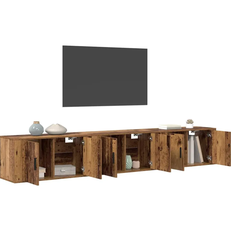 vidaXL Wandtv-kast Set 3 st 80 x 34,5 x 40 cm Oud Hout Bruin