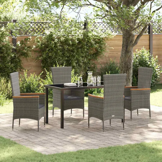 vidaXL Tuin eettafelset 5 st Grijs Gepoedercoat staal, foto 2