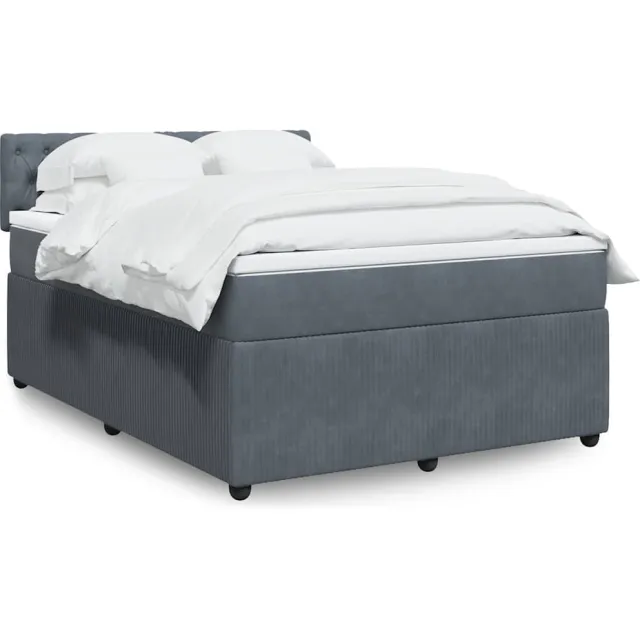 vidaXL Boxspring met matras fluweel donkergrijs 140x190 cm grijs