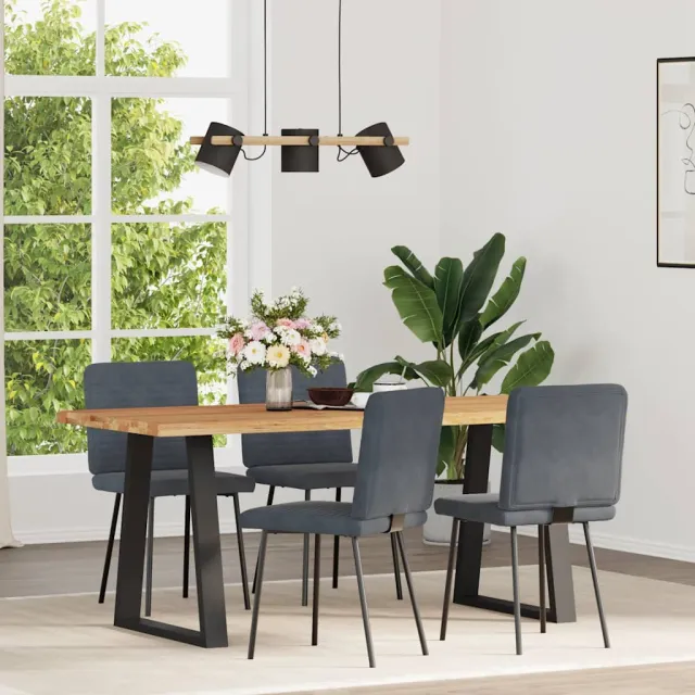 vidaXL Eetkamerstoelen 4 st fluweel donkergrijs grijs, foto 2