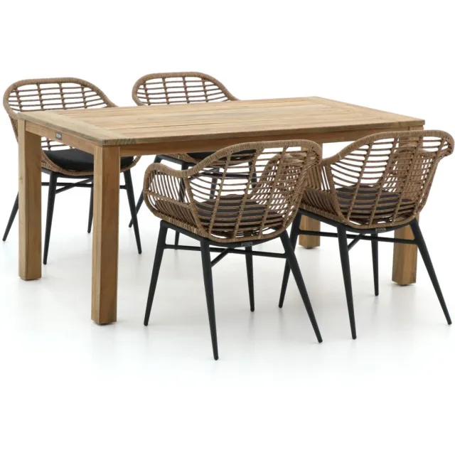 Intenso Furniture Intenso Azora/ROUGH-S 160cm dining tuinset 5-delig Bruin