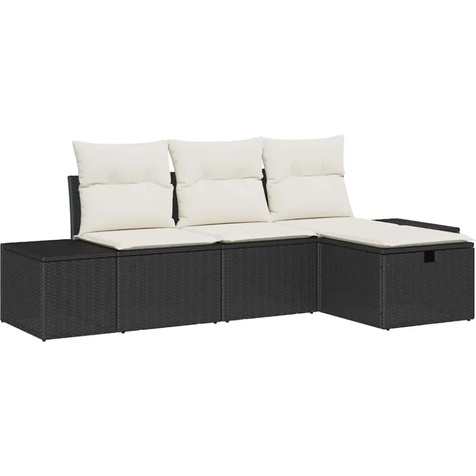 vidaXL Tuin Sofa Set 4 st poly rattan Lichtgrijs