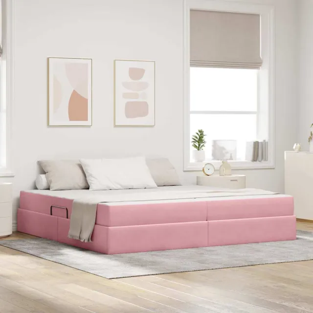 vidaXL Opbergbed met matras met opslag Roze 200 x 200 cm Fluweel