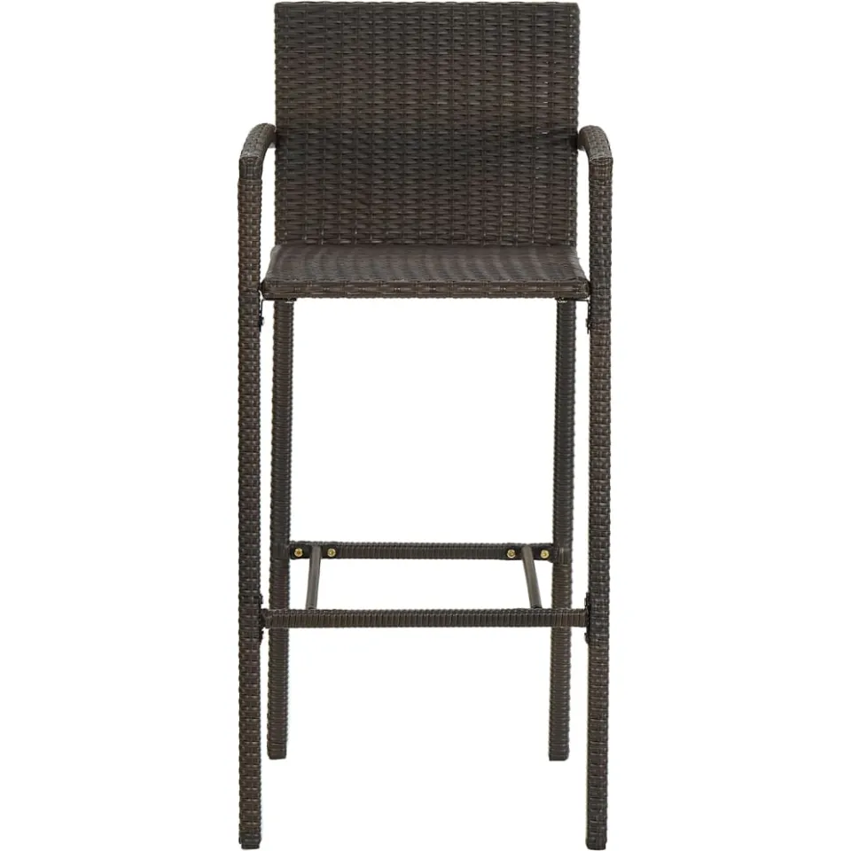 vidaXL Barkrukken 2 st poly rattan bruin, foto 3