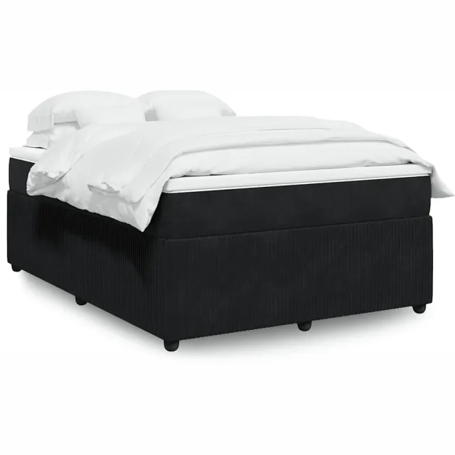 vidaXL Boxspring met matras fluweel zwart 140x200 cm