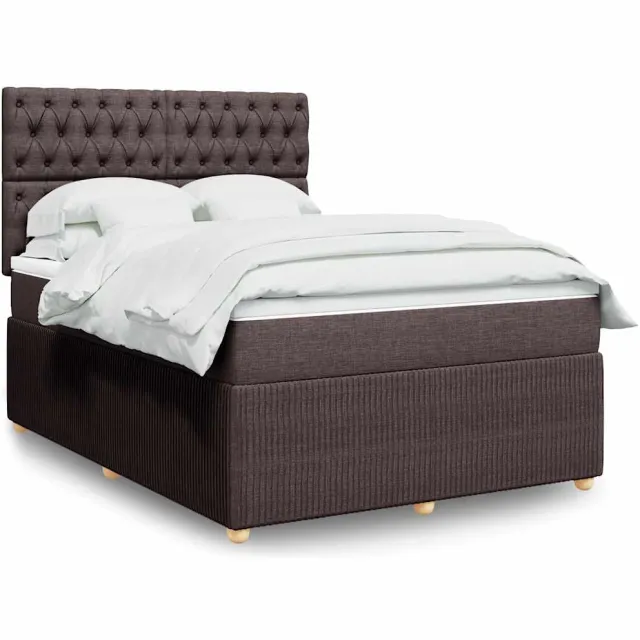 vidaXL Boxspring met matras stof donkerbruin 140x190 cm bruin