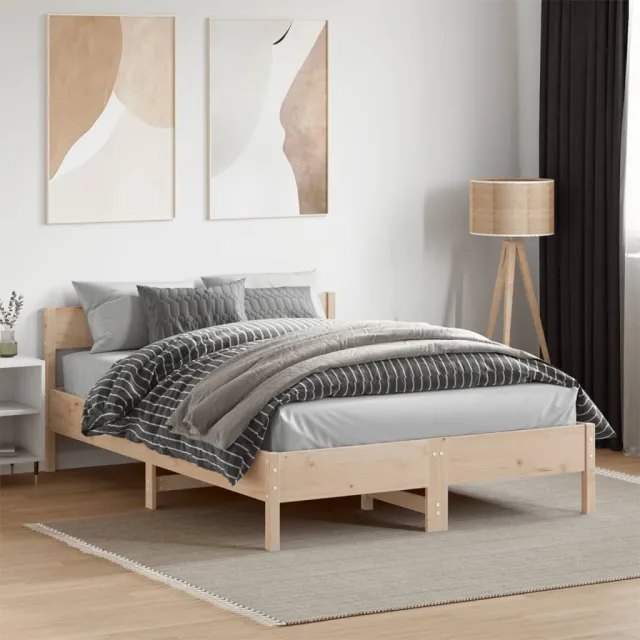 vidaXL Bedframe zonder matras massief grenenhout 120x190 cm bruin