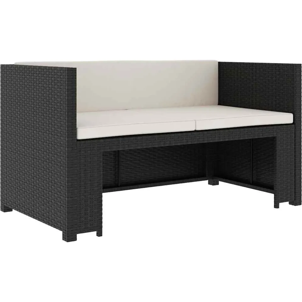 vidaXL 5-delige Loungeset met kussens poly rattan zwart