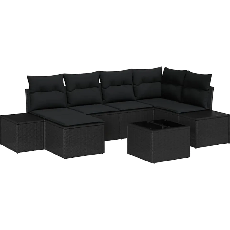vidaXL Tuin Sofa Set 6 st Zwart poly rattan