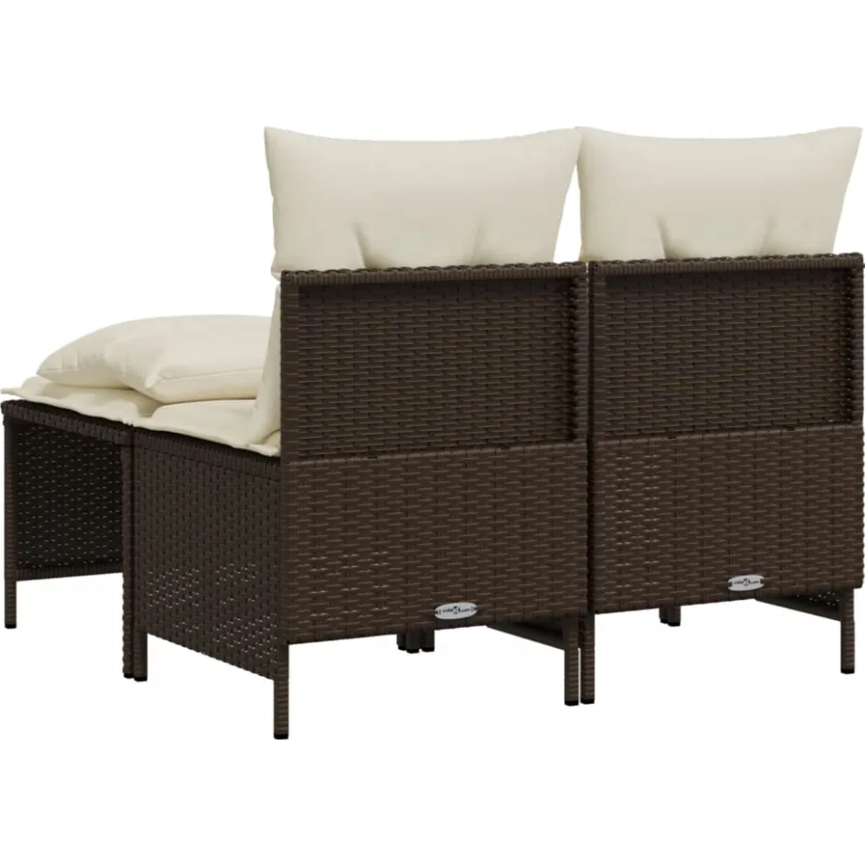 vidaXL 4-delige Loungeset met kussens poly rattan bruin, foto 4