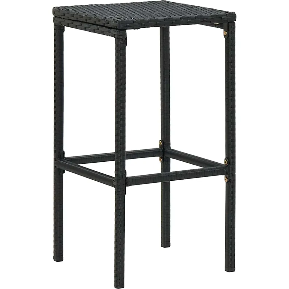 vidaXL Barkrukken met kussens 2 st poly rattan zwart, foto 3