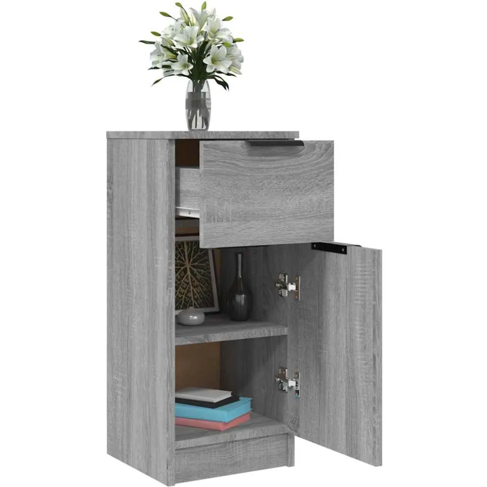 vidaXL Dressoir 30x30x70 cm bewerkt hout grijs sonoma eikenkleurig, foto 3