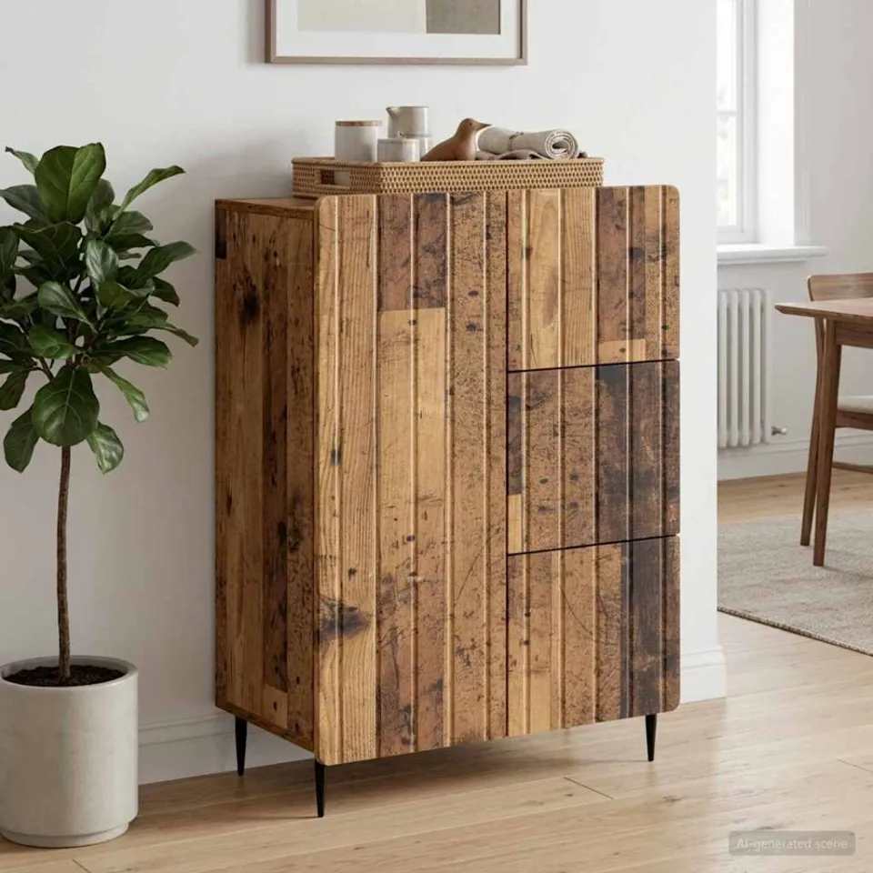 vidaXL Dressoir Oud hout 66 x 34,5 x 92 cm Bewerkt hout bruin, foto 3