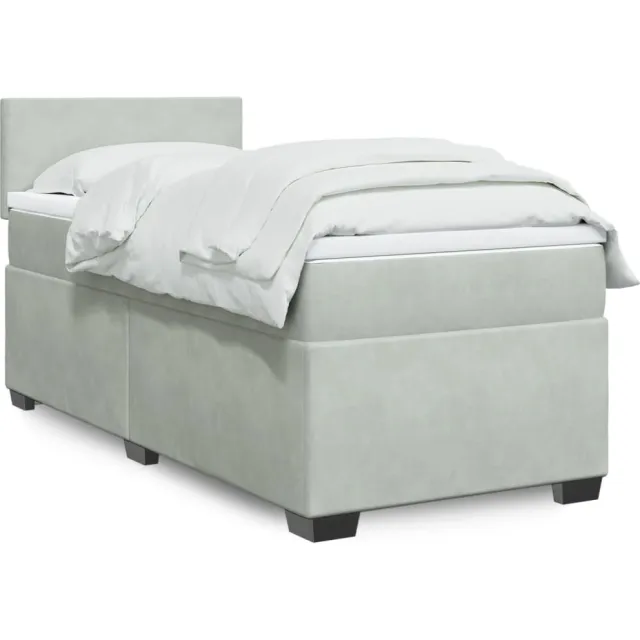 vidaXL Boxspring met matras fluweel lichtgrijs 90x200 cm grijs
